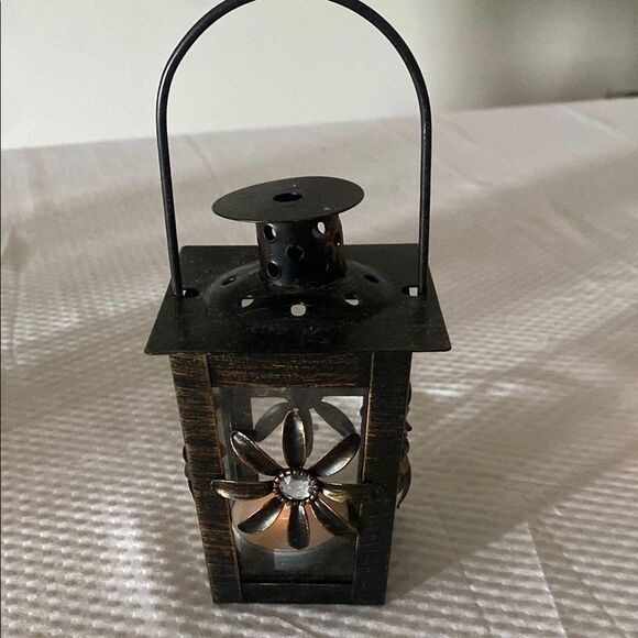 Pier 1 Black, Sage and Cream Mini Floral & Butterfly Lanterns with Rhinestones - Picture 7 of 11